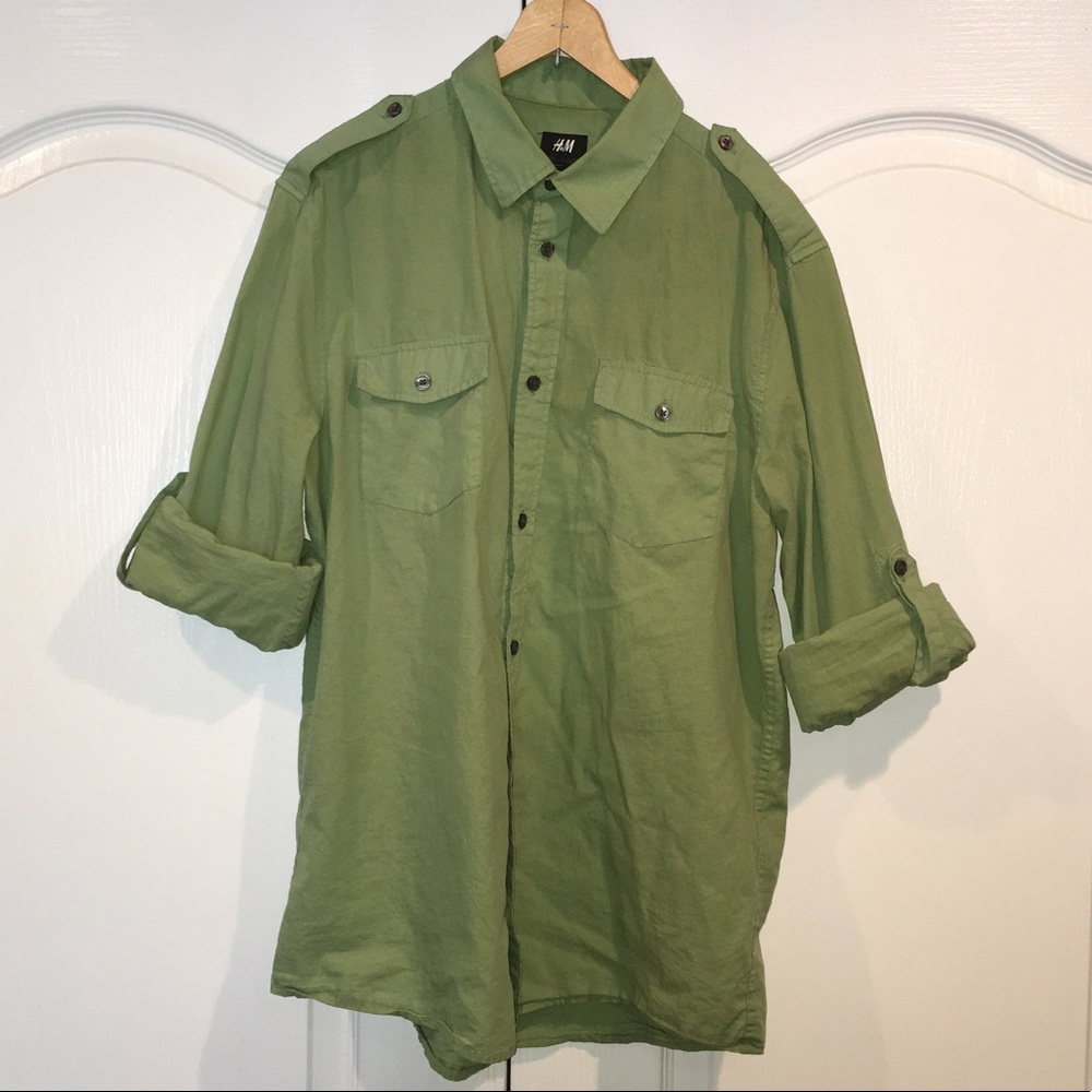 H&M Green Button-down, Size M